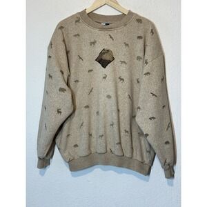 Vintage Art Unlimited Eagle Wildlife AOP Beige Sweatshirt Large Outdoors‎